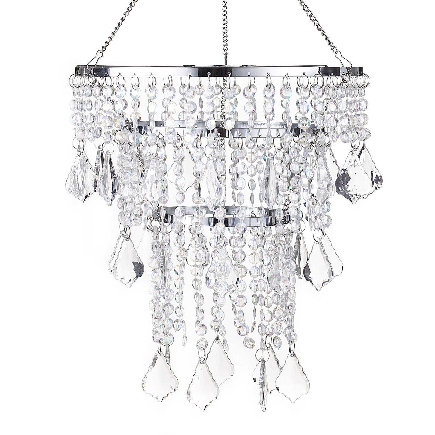 Sunli House Acrylic Chandelier Pendant Light Mini Crystal Beaded Ceiling Fixture 8.7in x 11.4in  Silver Model 43238-72124