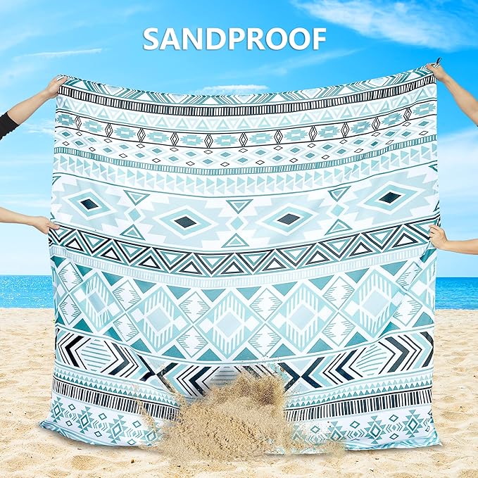 AISPARKY Beach Blanket Waterproof Sandproof, Oversized Large Beach Mat 79" X 83"/120"x108" for 1-8 Adults, Quick Drying&Compact&Lightweight, Picnic Mat Vacation Essentials for Beach Camping Travel
