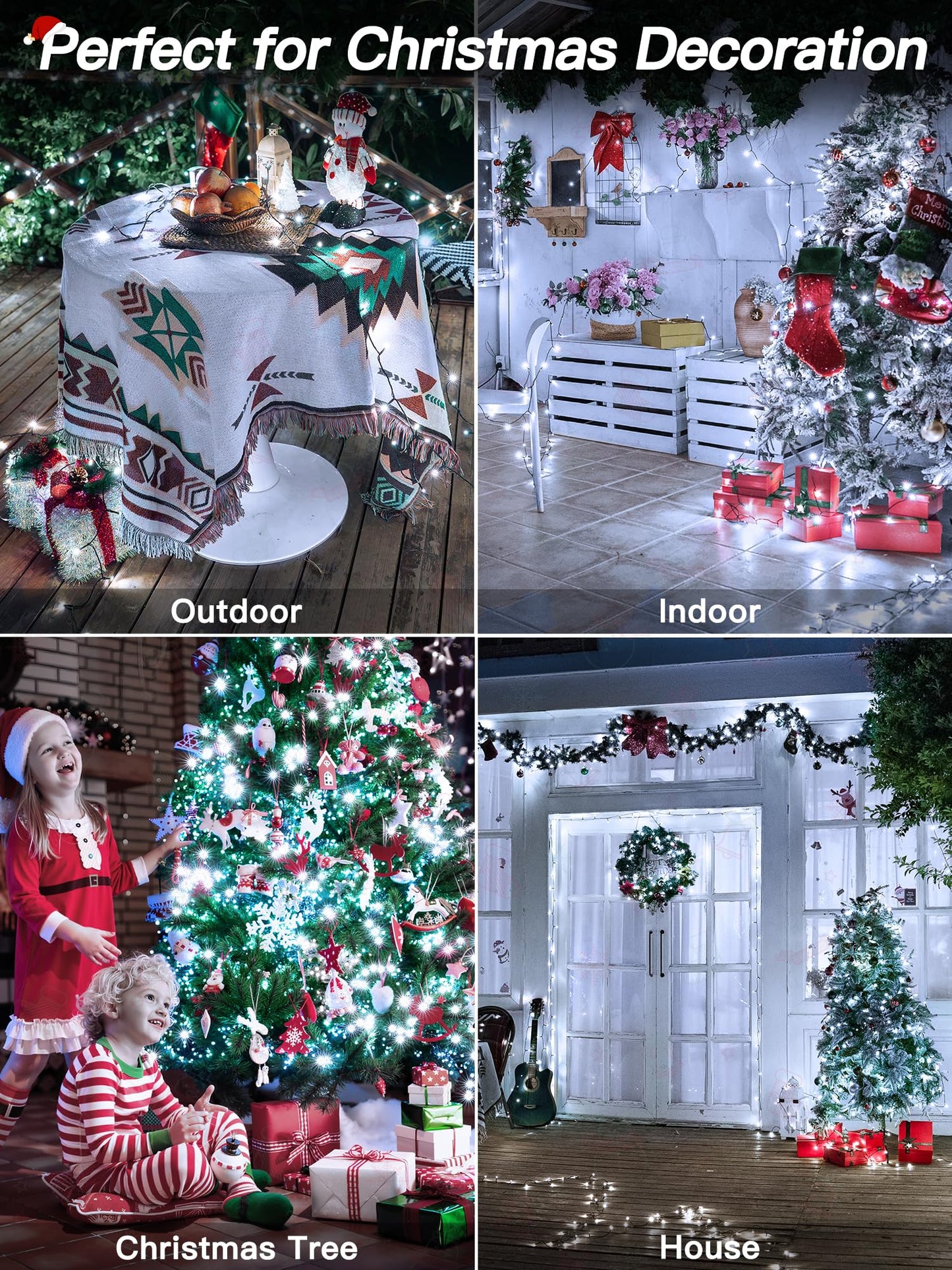 Guhope Christmas Lights 66Ft 200 Led  Christmas Tree Light With 8 Lighting Modes  Outdoor Waterproof String Lights With Remote And Timer  Fairy Light For Holiday Decor (Cool White)