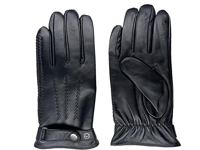 Men's SHEEPSKIN soft leather Braided winter gloves with Cashmere lining