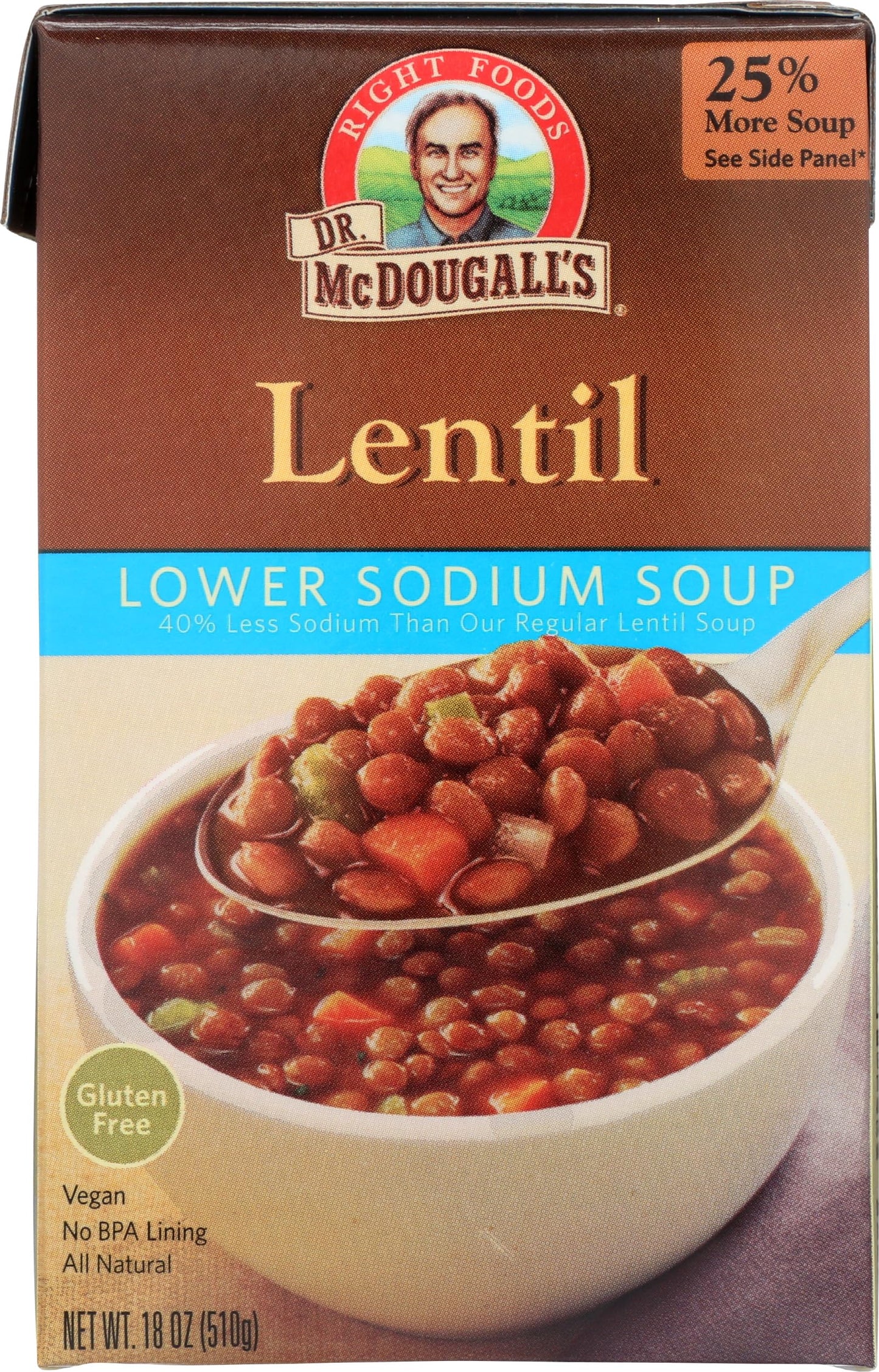 Dr. McDougalls Lentil Ready-To-Serve Soup, Low Sodium, 18.3 oz
