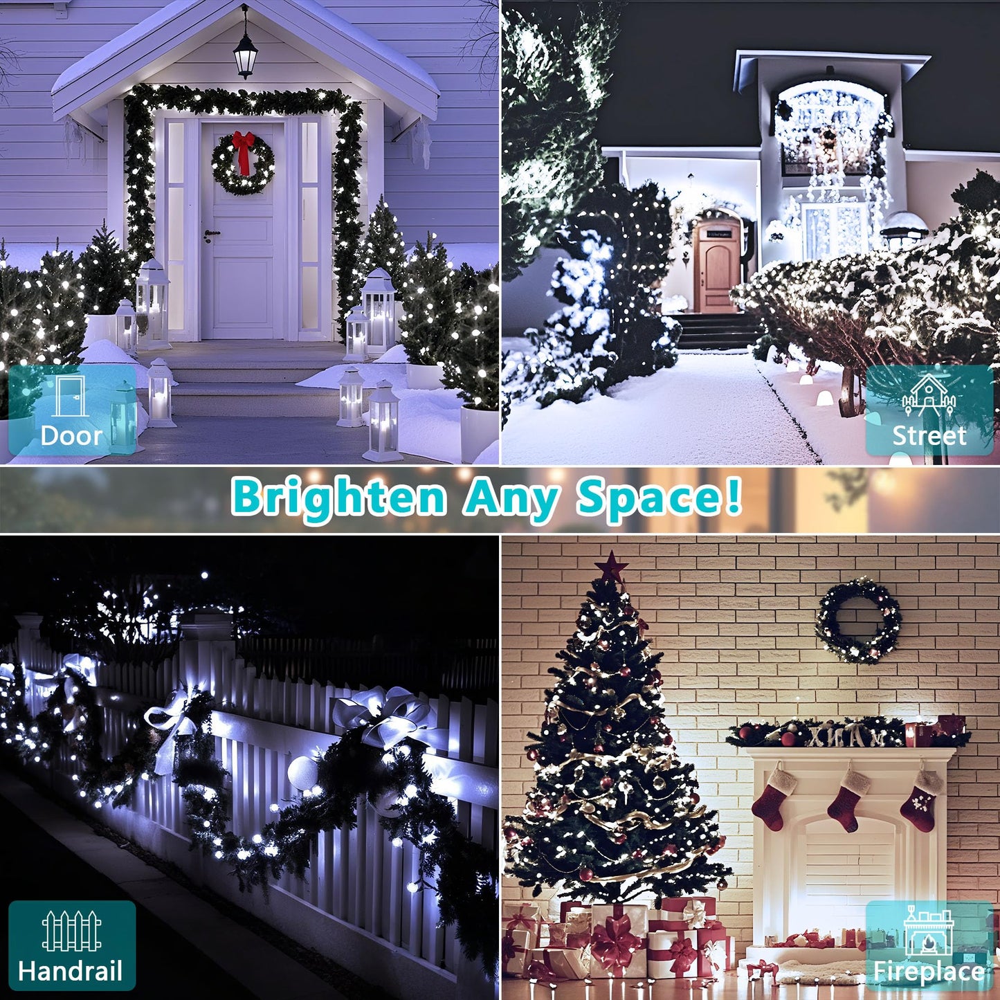 BHCLIGHT Connectable String Lights 100 LED 33Ft Cool White Indoor Outdoor Green Wire Model GP-SW290DC0209-IP44