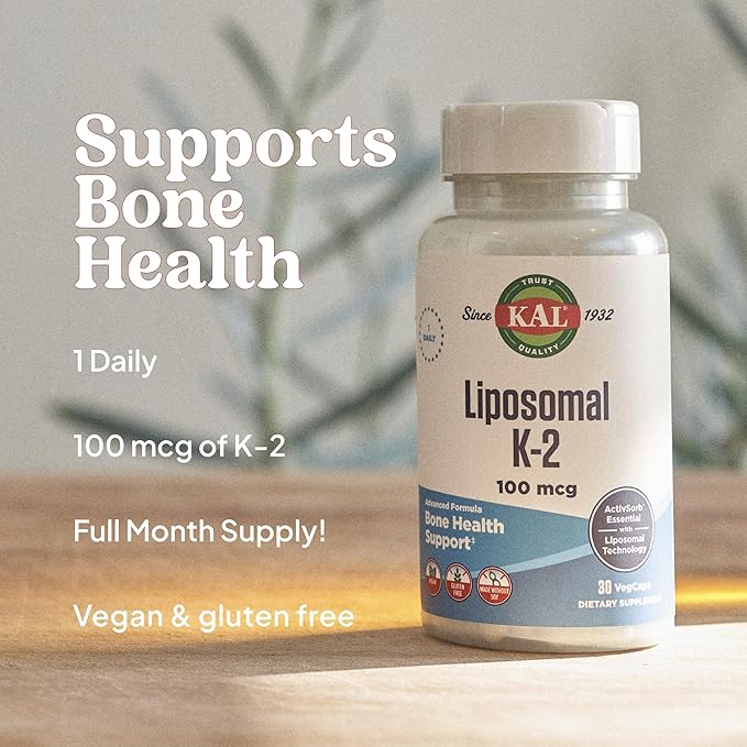 KAL Liposomal Vitamin K2 Plus D3 Supplement Bundle, High Absorption, Liposomal Technology, Vegan Capsules, 30 Servings
