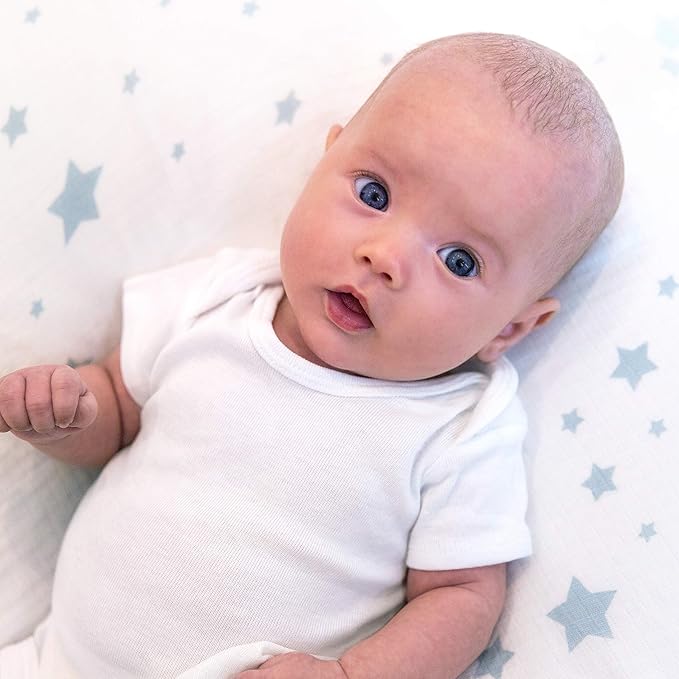 Newton Baby Fitted Single Layer Crib Sheet (2-Pack) - Ultra Breathable and Soft, Organic Cotton, Fits All Standard Cribs, White Stardust