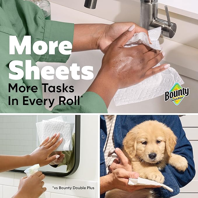 Bounty Quick-Size Paper Towels, White, 16 Family Rolls, Charmin Ultra Strong Clean Touch Toilet Paper, 18 Family Mega XL Rolls