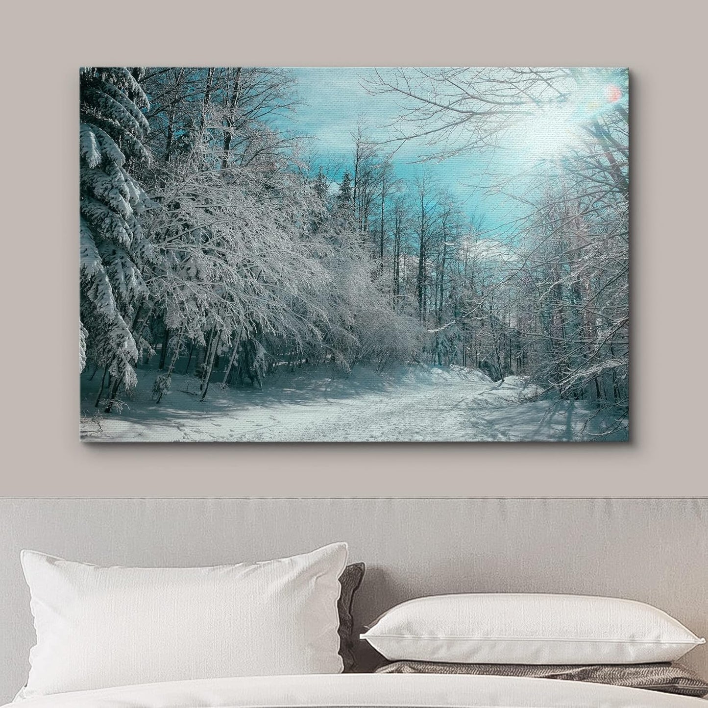 wall26 Canvas Print Wall Art Pine Tree Forest Covered in Snow Nature Wilderness Photography Modern Art Rustic Scenic Colorful Multicolor for Living Room, Bedroom, Office - 32"x48"