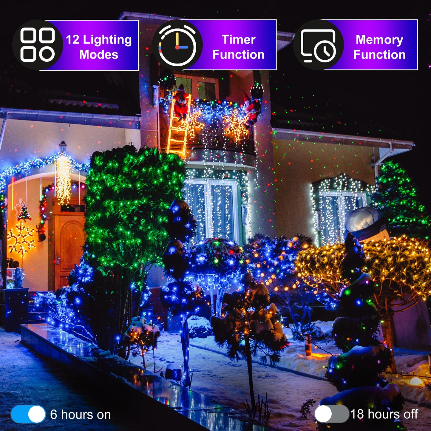 350Led Christmas Lights Indoor Outdoor  90Ft 12 Modes Blue Led String Lights With Timer Dimmable  Waterproof Christmas Tree Lights For Xmas Patio Yard Fence Balcony Bedroom Garden Party Decor Blue