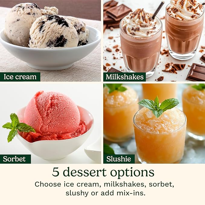 Cuisinart FastFreeze 5-in-1 Ice Cream, Sorbet, Milkshakes, Slushies and Mix-In Frozen Dessert Maker, Compact Machine, Easy to Use, Includes 3 Mixing Cups with Lids, ICE-FD10