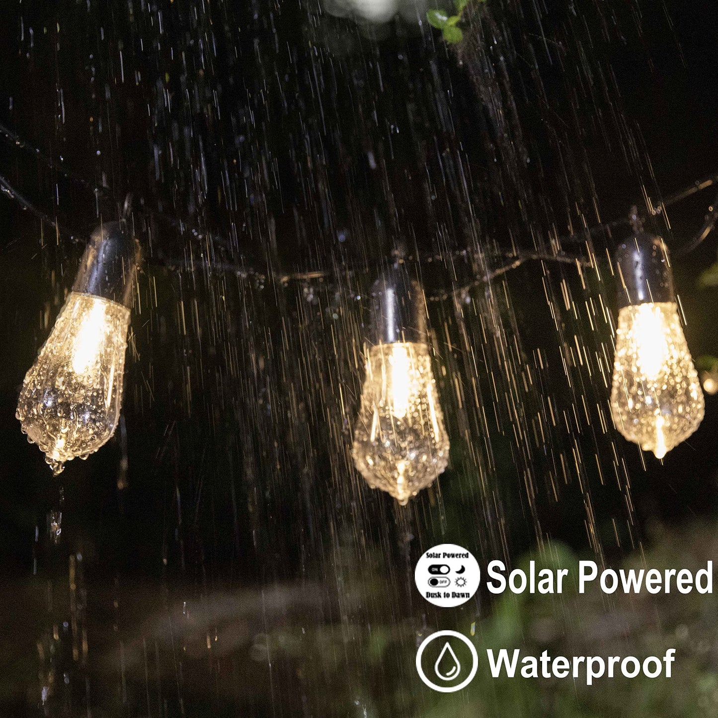 Solar Outdoor String Lights  25Ft Patio Lights String Waterproof With 20 Warm White Led Shatterproof St58 Bulbs  Perfect For Garden  Backyard  Pergola  Party  Cafe  Camping Decoration (25Ft)