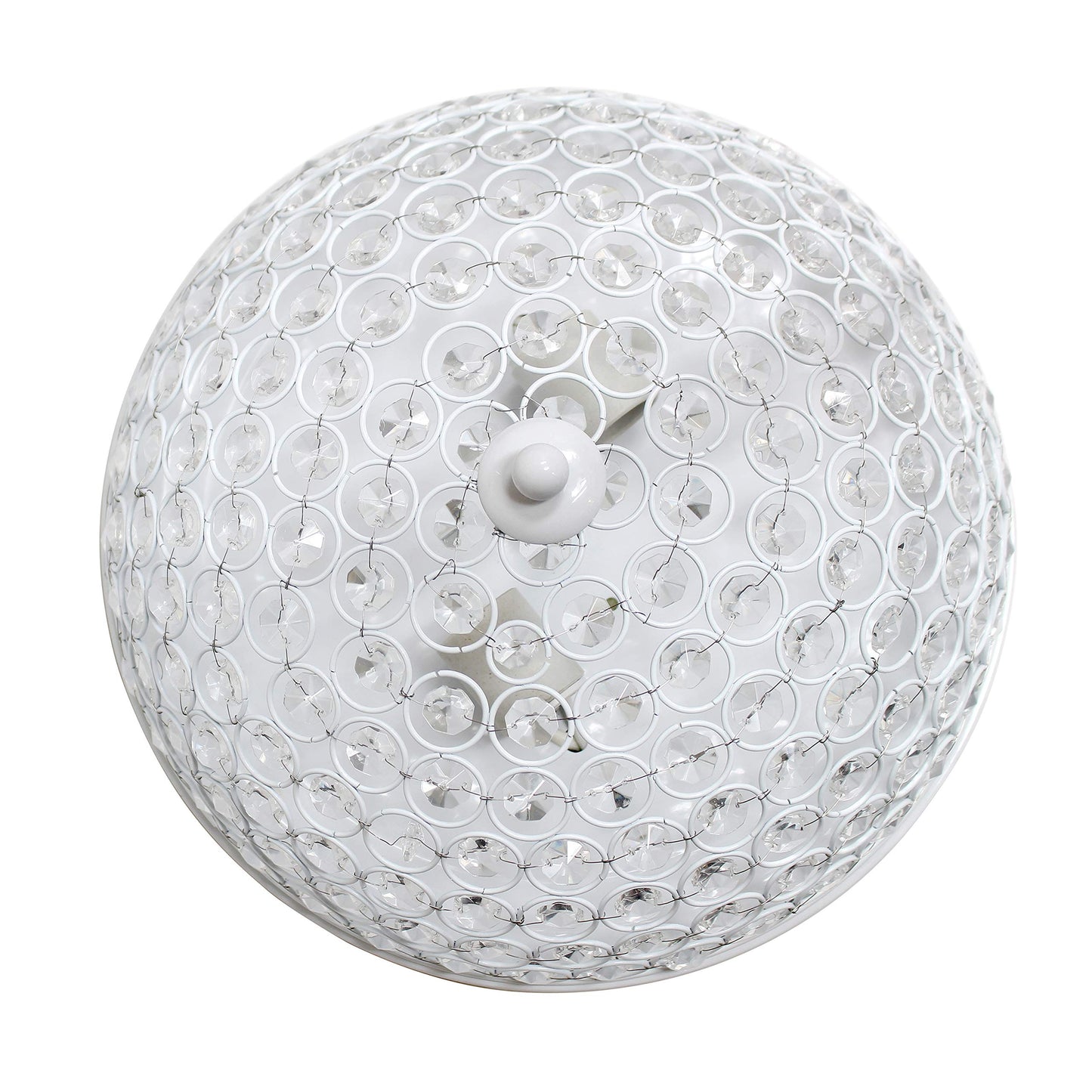 LALIA HOME 2 Light Ceiling Flush Mount, Crystal, 13x13x6.5 inches, White, Model LHM-2000-WH