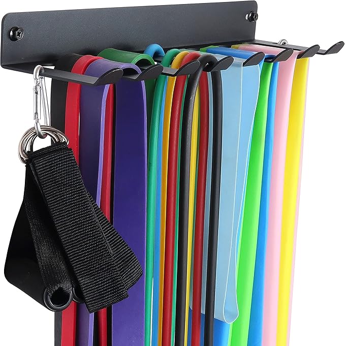 Gym Storage Rack Resistance Band Rack Wall Mount Barbell Rack Heavy Duty Home Gym Storage Rack for Gym Equipment, Exercise...