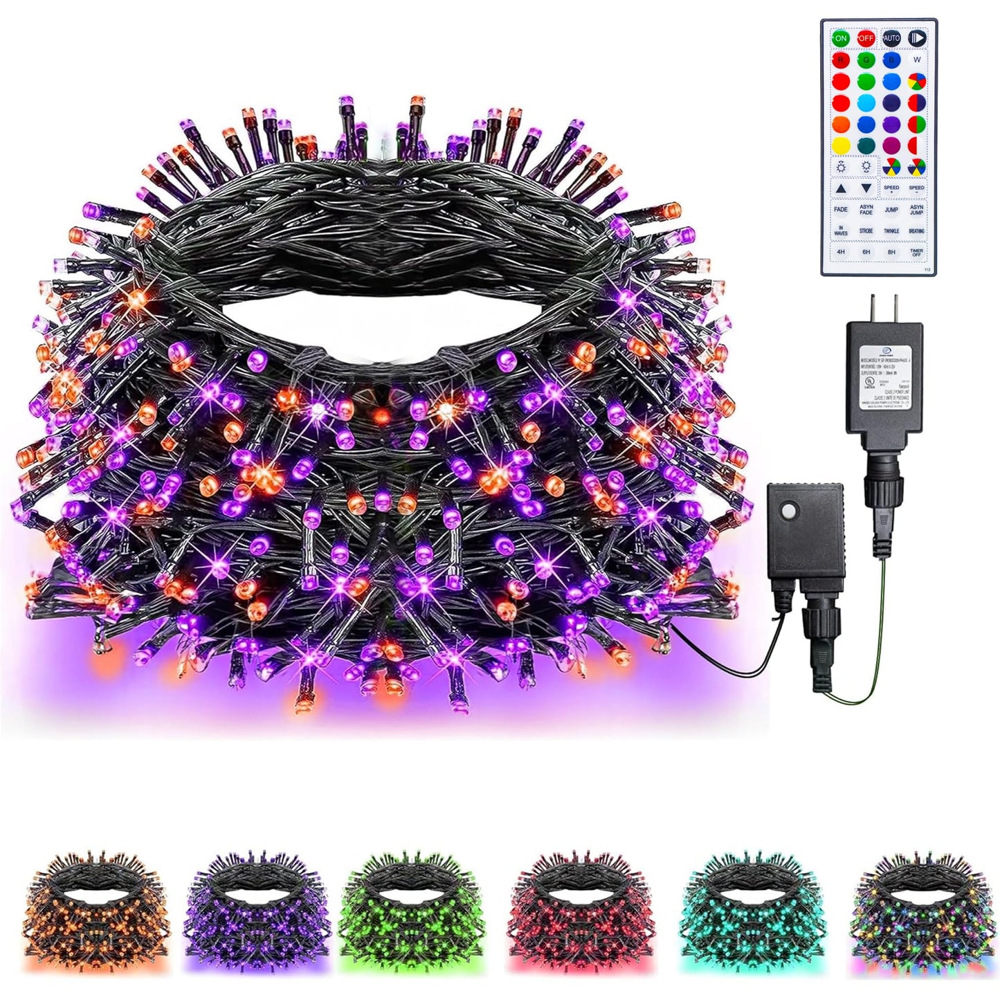 Dazzle Bright RGB String Lights, 66ft 200 LED, Remote & Timer, Indoor Outdoor Christmas Decorations
