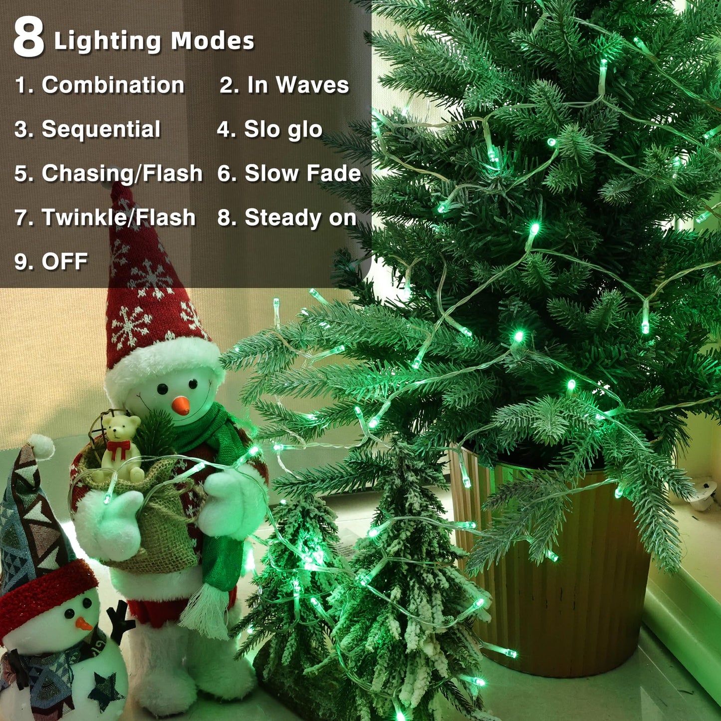 Lomotech Battery Operated Christmas Lights - 4 Pack Total 66Ft 200Leds String Lights 8 Modes Waterproof With Timer For Home  Garden  Party  Holiday  Tree Decoration (Clear Wire  Green)