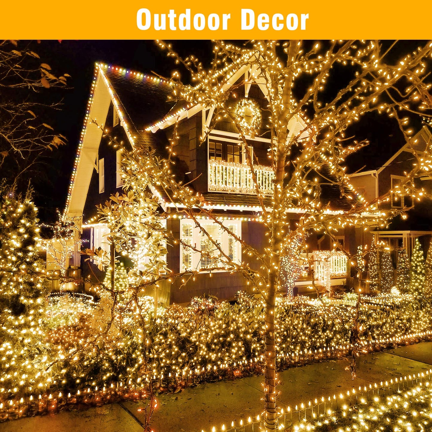Nisocy 200 Led Christmas Connectable String Lights Outdoor Waterproof - Warm White Fairy Lights With Plug  Tree Lights For Patio  Garden  Bedroom  Wedding  Party  Decor (66Ft)