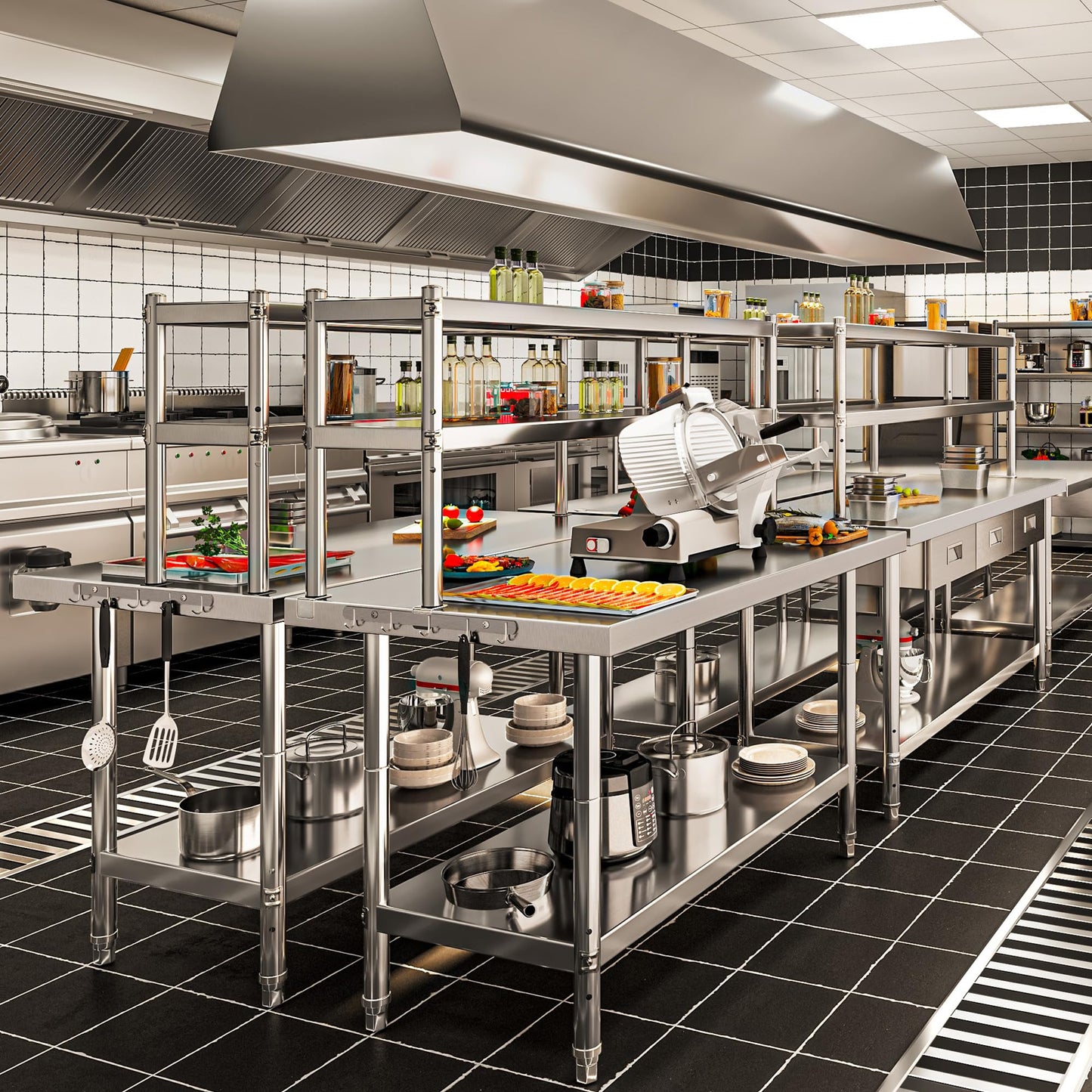 YITAHOME NSF Stainless Steel Table with Overshelves, 30" X 24" Work Table with 30" X 12" Shelf, Metal Table Prep Table for Home Kitchen Restaurant Garage Warehouse