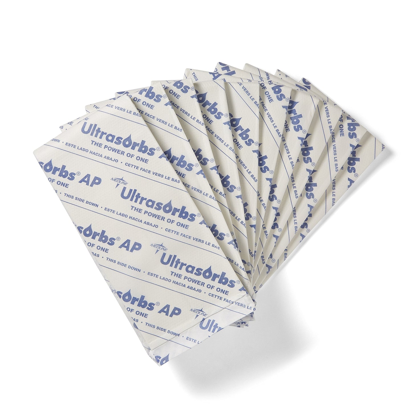 Medline Ultrasorbs Advanced+ Premium Underpads with Polymer for Superior Leak Protection, 300 lb Weight Capacity, 23x36 Inches, 10 Count