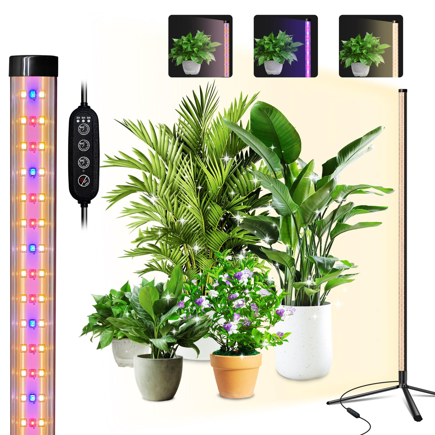 Standing Grow Light For Indoor Plants With Timer 42W Vertical Grow Lights For Indoor Plants Full Spectrum 4Ft T8 243Led Plant Lights For Indoor Growing With 3 Lighting Modes For Tall Plants(1 Pack)