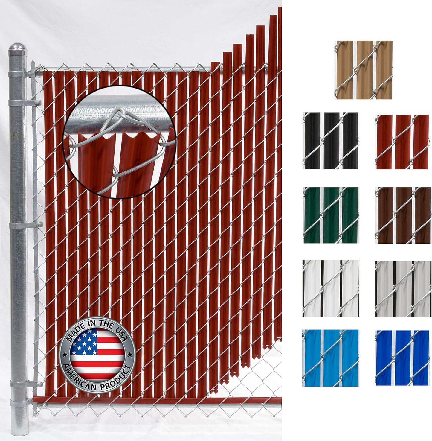Wave Slat (9 Colors) Single Wall Bottom Locking Privacy Slat for 4', 5', 6', 7' and 8' Chain Link Fence (5 ft, Redwood)