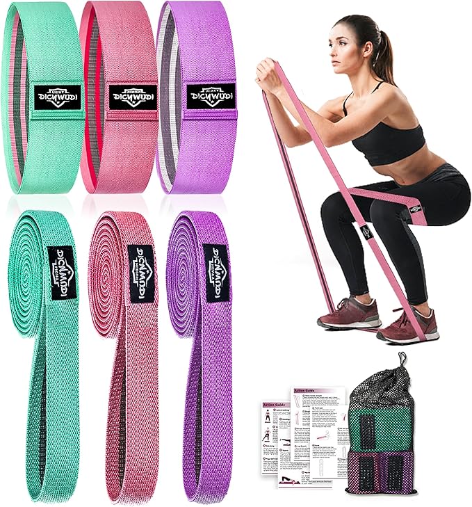 DICYWUDI Fabric Resistance Bands for Working Out, 6Pack Non-Slip Exercise Bands for Women and Men, Fabric Booty Bands for ...