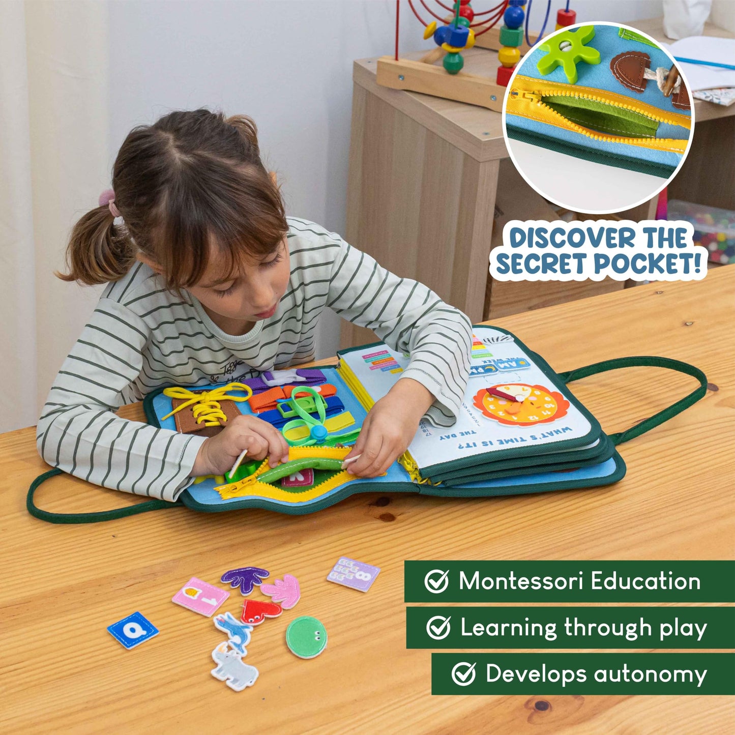BONNYCO Busy Board for 1 Year Old Animals Montessori Busy Book for Toddlers 1-3 2-4, Felt Quiet Book Baby, Montessori Toys, Toddler Learning Toys Travel Airplane Car | Educational Activity Board