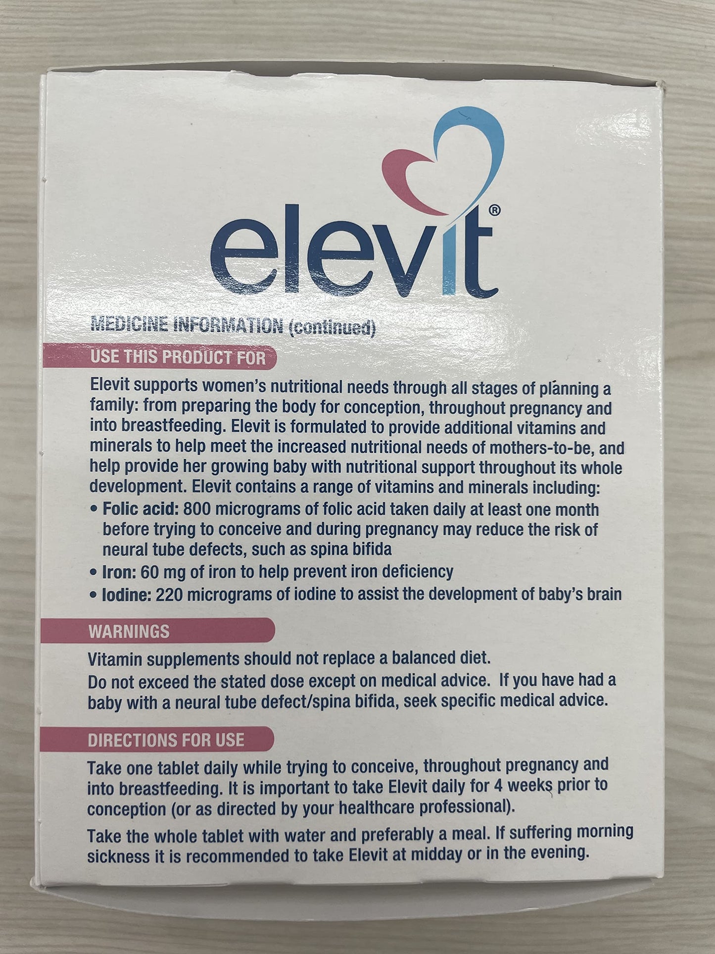 Elevit TAB with Iodine 100s Standard Shipping