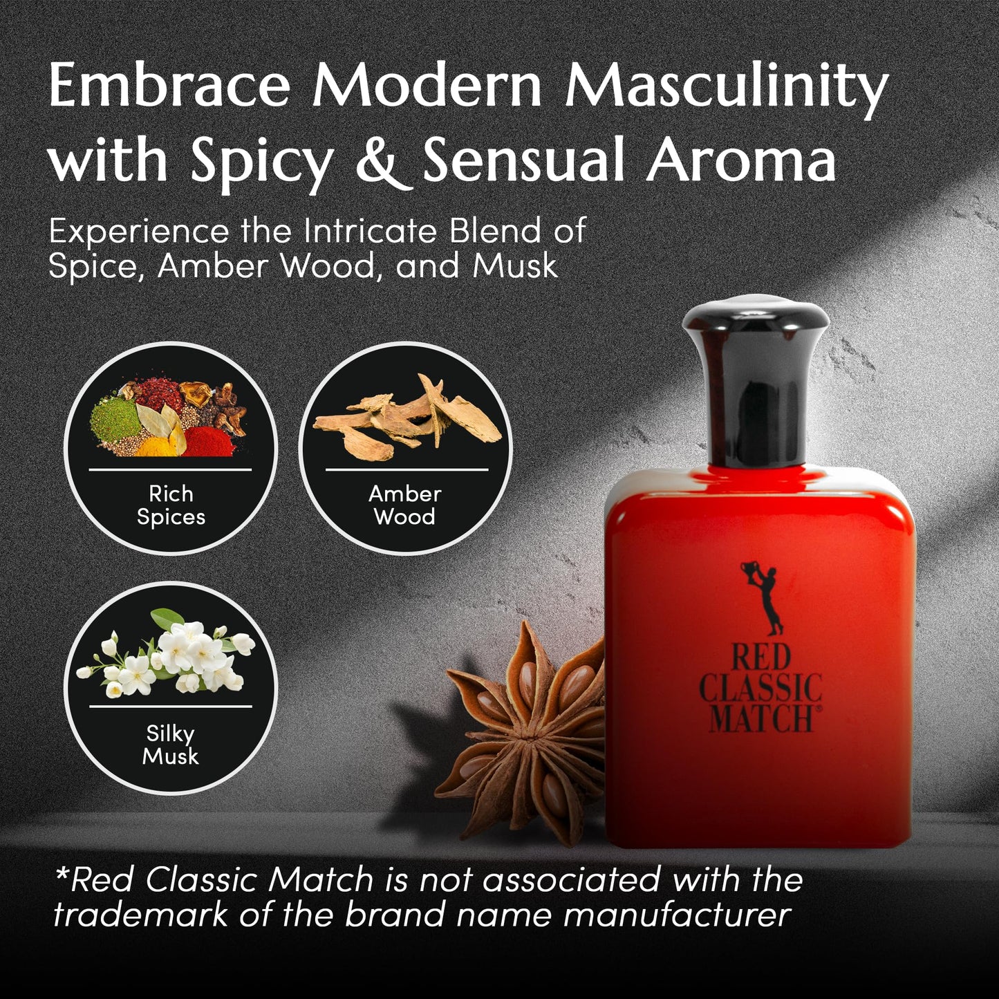 PB ParfumsBelcam Red Classic Match Eau de Toilette - Spicy Woody Amber Fragrance for Men, Long-Lasting Masculine Scent, Affordable Cologne Alternative, Signature Fragrance - 2.54 Fl Oz