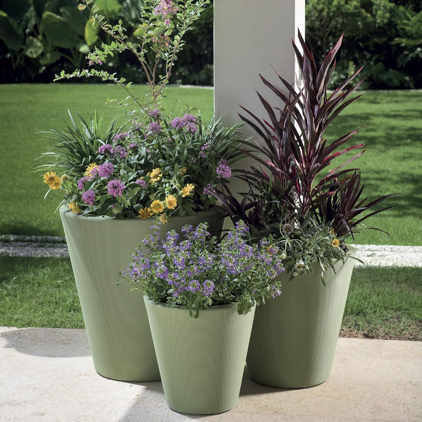 Crescent Garden Madison Planter– Weather-Resistant, Double Walled Indoor/Outdoor Plant Pot with Drain Hole – Large Plastic Plant Pot, 26-Inch (Midnight Blue)