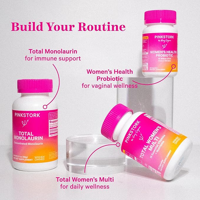 Pink Stork Total Monolaurin Supplement - Gut Health, Immune Support, Metabolism and Digestive Wellness, Vaginal Health, Morning Sickness Support, Pregnancy Must Haves, Concentrated Monolaurin, 2.4oz