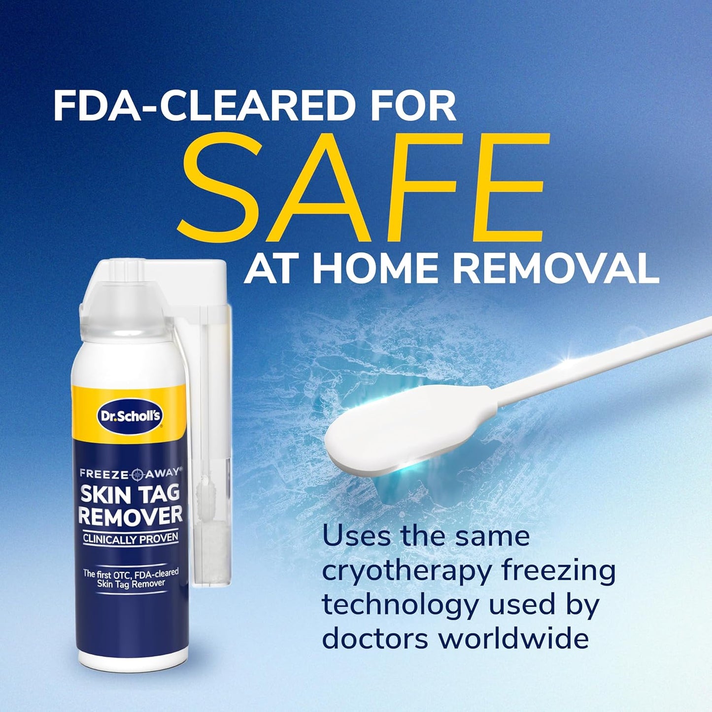 Dr. Scholl's Freeze Away Skin Tag Remover Kit, 8 ct – Completely removes Skin Tags in As Little As 1 Treatment, FDA-Cleared & Clinically Proven At-Home Removal, Easy 1-Handed Action, Permanent Results