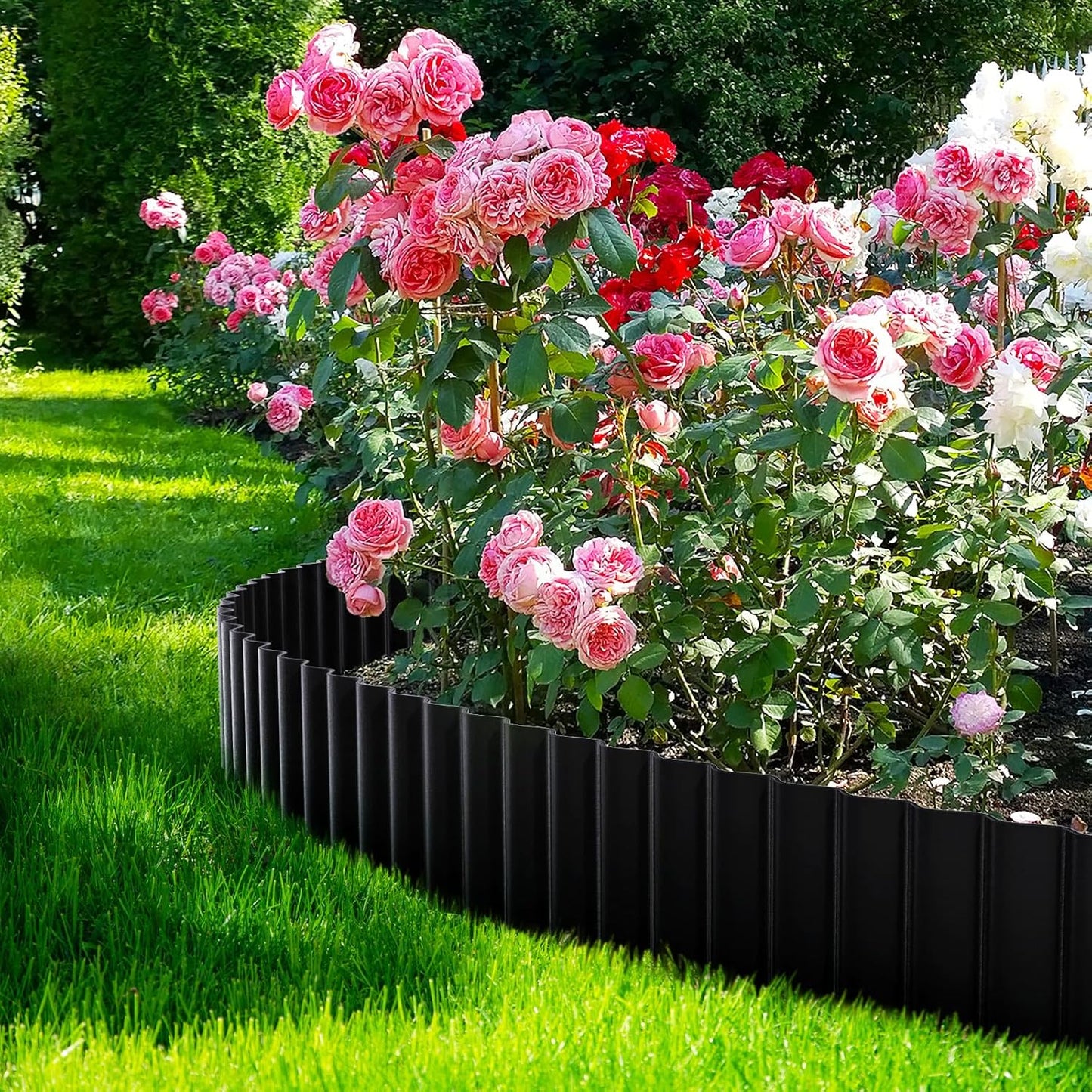 LAVEVE Corrugated Metal Garden Edging 6" x 20Ft, Landscape Edging Border for Lawn, Flower Bed, Garden Fence, Paver Edging (Graphite)