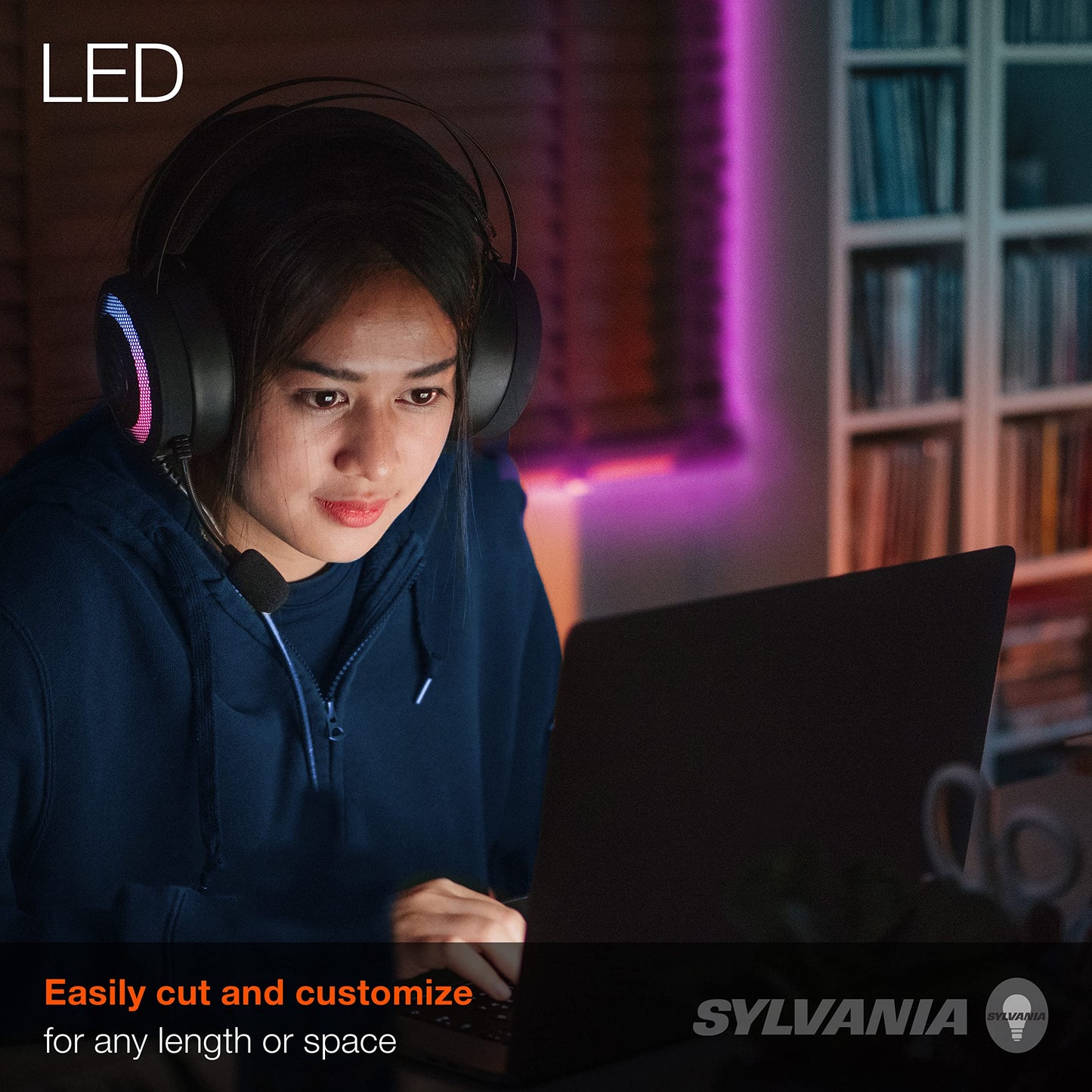 LEDVANCE SYLVANIA 6.6ft RGB USB Light Strip Kit with RF Remote, 16 Colors, Indoor, Black, Model 75779