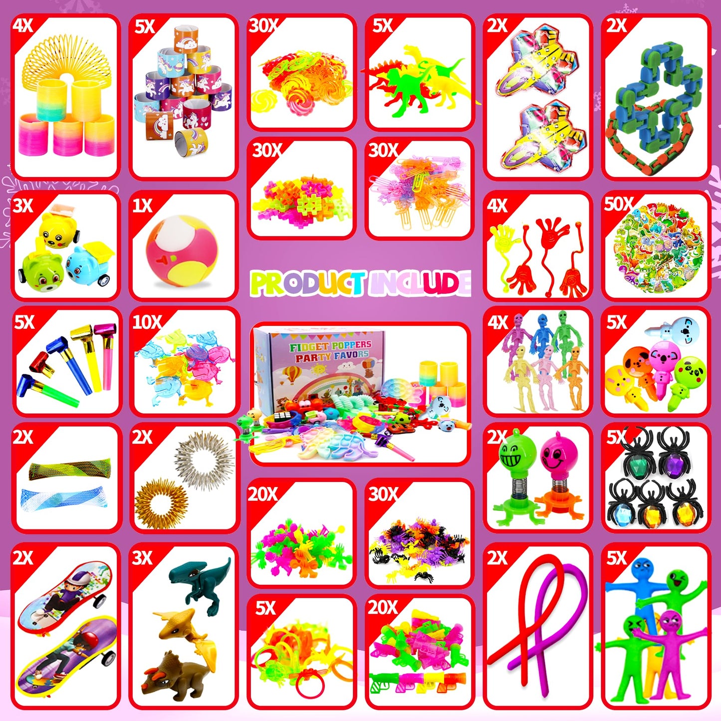 1000+ PCS Party Favors for Kids, Fidget Toys Pack, Birthday Gift,Christmas Stocking Stuffers,Christmas Gift,Treasure Box, Goodie Bag Stuffers, Carnival Prizes,Pinata Filler Sensory Toy for Classroom