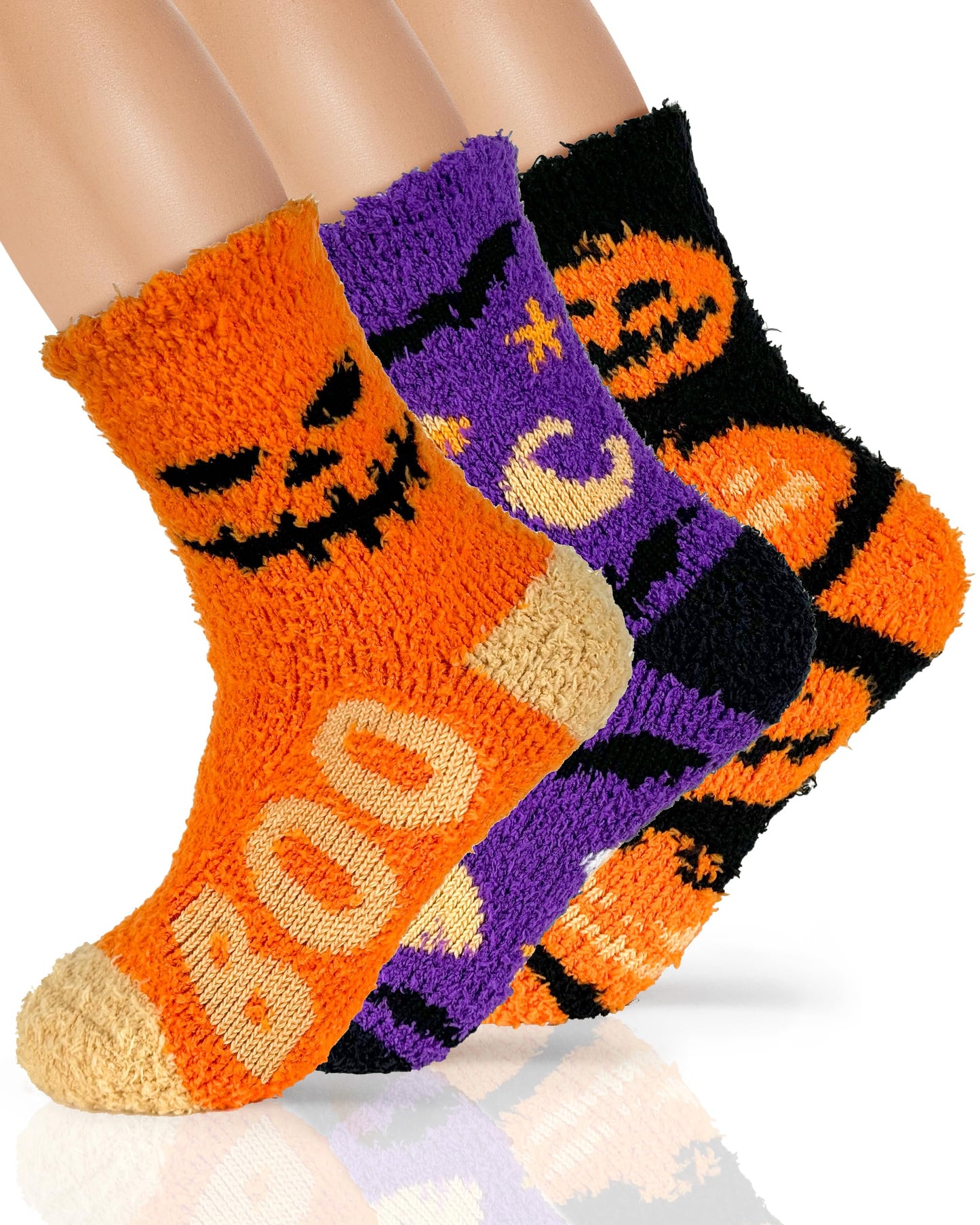 TEHOOK 4X Thicker & 2X Softer Halloween Fuzzy Socks for Boo Spooky Basket Stuffers - Cozy Fluffy Soft Warm Socks for Women Gifts (Size 6-12)