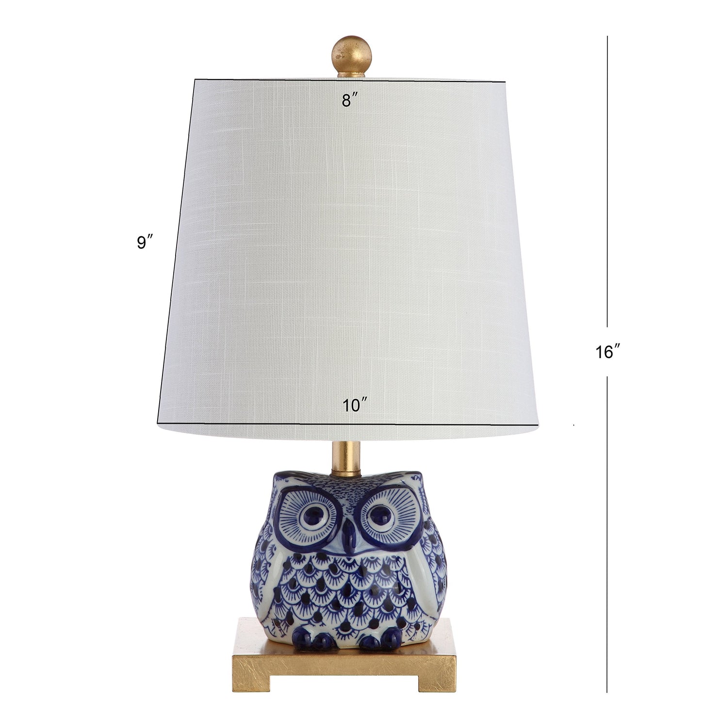 Jonathan Y Justina 16 Ceramic Led Table Lamp, Blue/White, Model Jyl3014A, Perfect For Bedroom, Living Room, Office, Or College Dorm