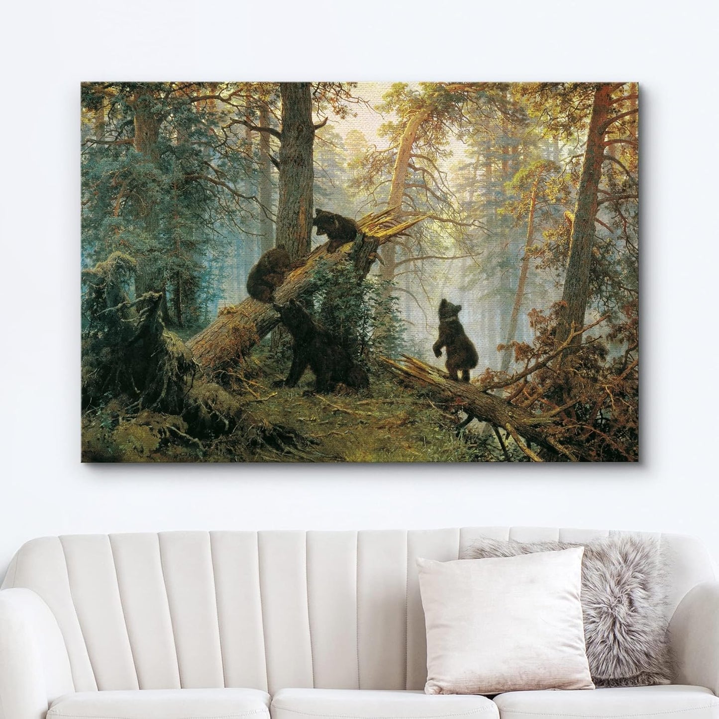 wall26 Canvas Print Wall Art Black Bears in The Spring Forest Nature Wilderness Illustrations Modern Art Scenic Colorful Multicolor for Living Room, Bedroom, Office - 12"x18"