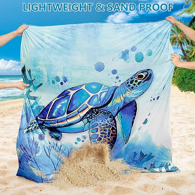 Beach Blanket, Sandproof Beach Mat, Waterproof Quick Drying Lightweight Outdoor Aztec Picnic Mat 79" X 83"/120"x108" for 2-8 Adults for Travel, Camping, Hiking