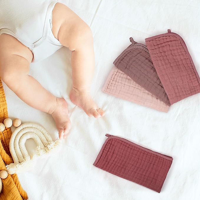 Buryeah Muslin 20 Pcs Burp Cloths Large 20" x 10" 100% Cotton 6 Layers Ultra Absorbent and Soft Hand Washcloths for Baby Drool and Messes Gentle Burp Cloth for Boys & Girls(Retro Colors)