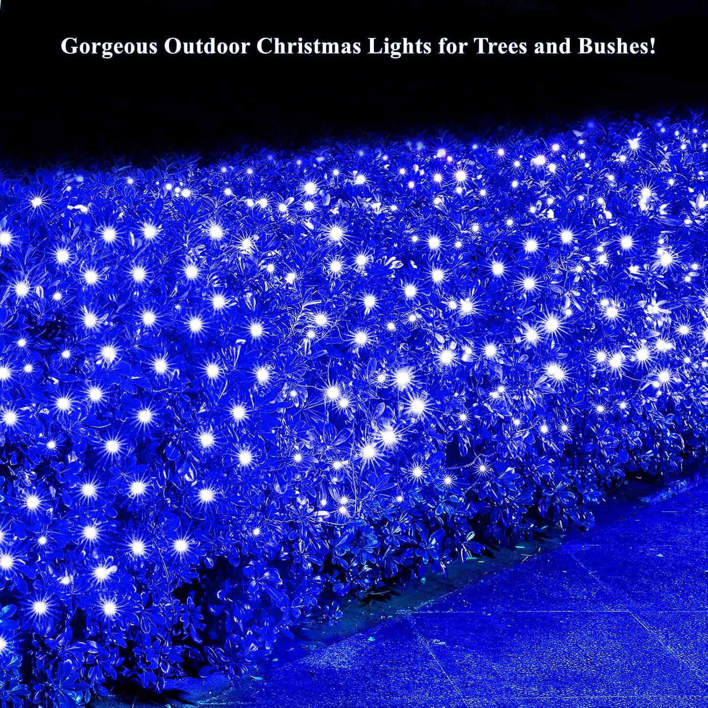 Dirnun LED Christmas Net Lights, 160 LED, 5ft x 7ft, Waterproof, Blue, Model HO-160/4N, Indoor/Outdoor Fairy Mesh Light for Holiday Decor