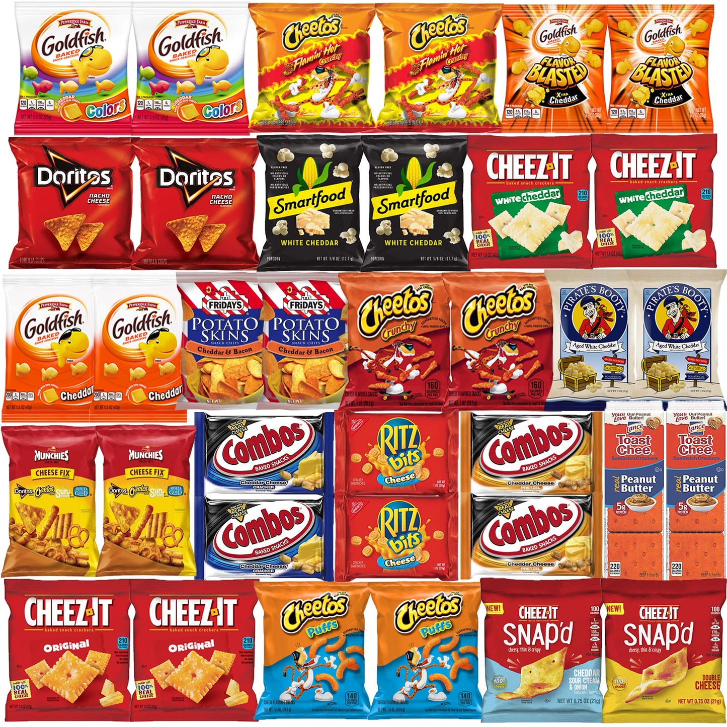Cheese Crackers and Cheese Snacks Variety Pack Assortment Sampler Bulk Care Package (36 Count)