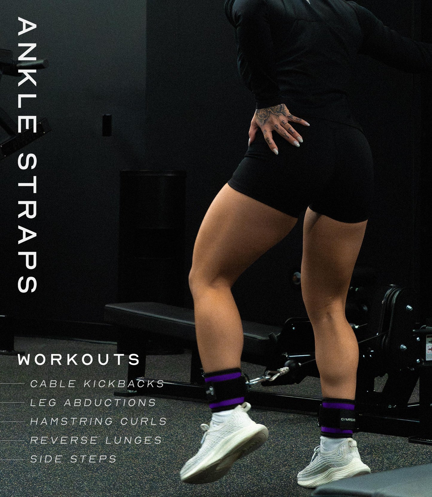 Gymreapers Ankle Strap (Single) For Cable Machine Kickbacks, Glute Workouts, Lower Body Exercises - Adjustable Leg Strap with Neoprene Padding (Purple, Single)