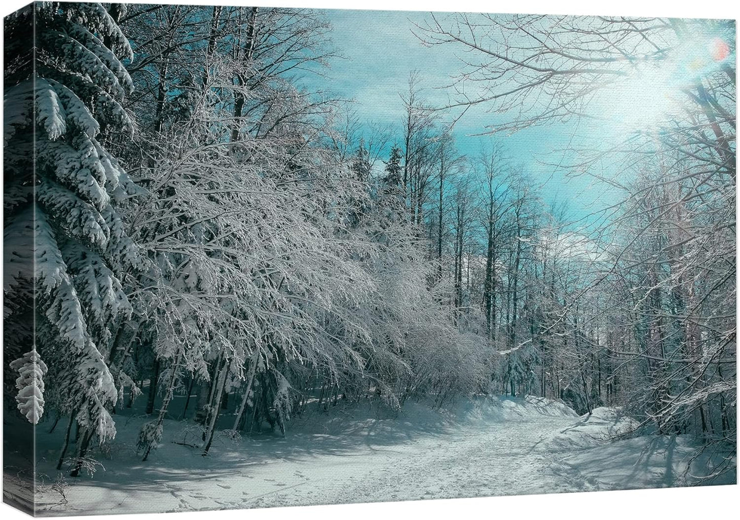wall26 Canvas Print Wall Art Pine Tree Forest Covered in Snow Nature Wilderness Photography Modern Art Rustic Scenic Colorful Multicolor for Living Room, Bedroom, Office - 12"x18"
