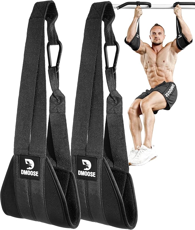 DMoose Fitness Hanging Ab Straps for Pull Up Bar & Core Strength Training - Soft Padded Exercise Straps for Ab Swing & Leg...