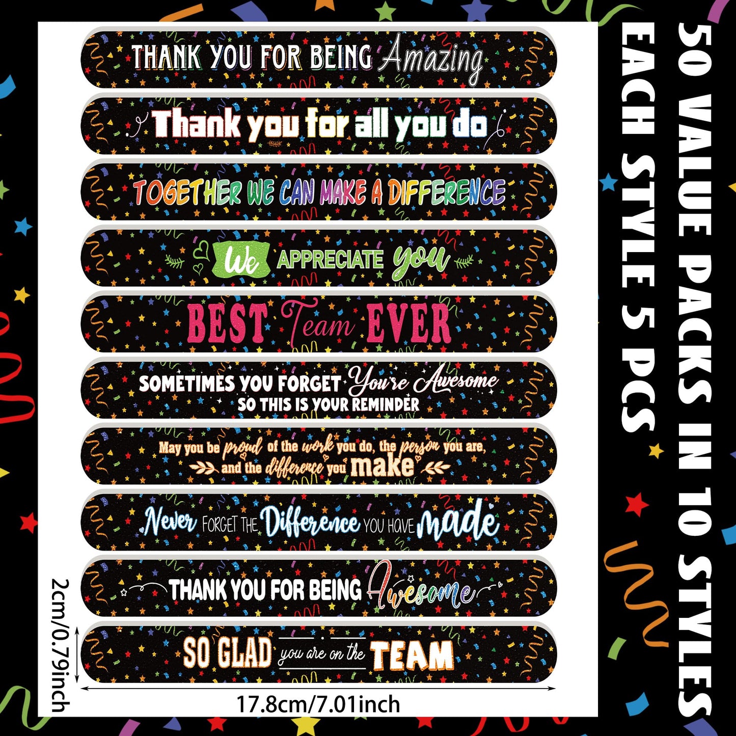 Lanties 50 Pack Employee Staff Appreciation Gifts Bulk Team Black Nail Files Emery Boards Thank You Gifts for Employee Coworkers