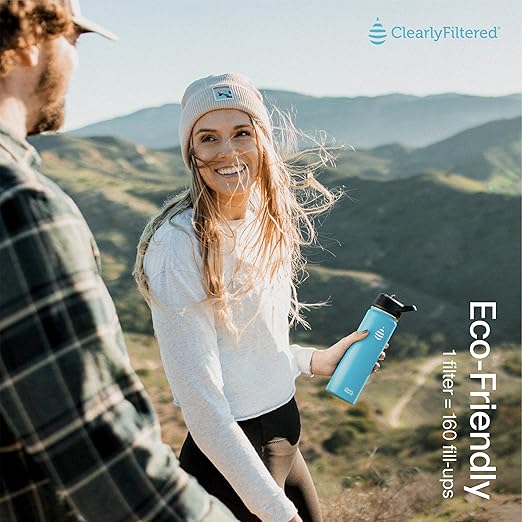 Clearly Filtered 20oz Water Bottle/Targets 220+ Contaminants/Double-Wall Insulated Stainless Steel Filtered Water Bottle BPA/BPS-Free Phthalate-Free Filters Fluoride Lead Chlorine (Sage Gray)
