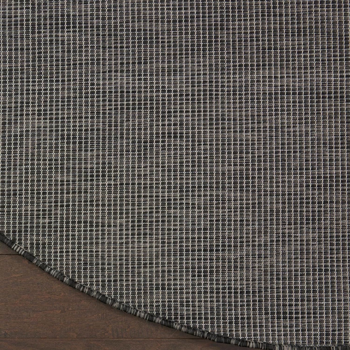 Nourison Positano Indoor/Outdoor Charcoal 6' x Round Area Rug, Easy Cleaning, Non Shedding, Bed Room, Living Room, Dining Room, Backyard, Deck, Patio (6 Round)