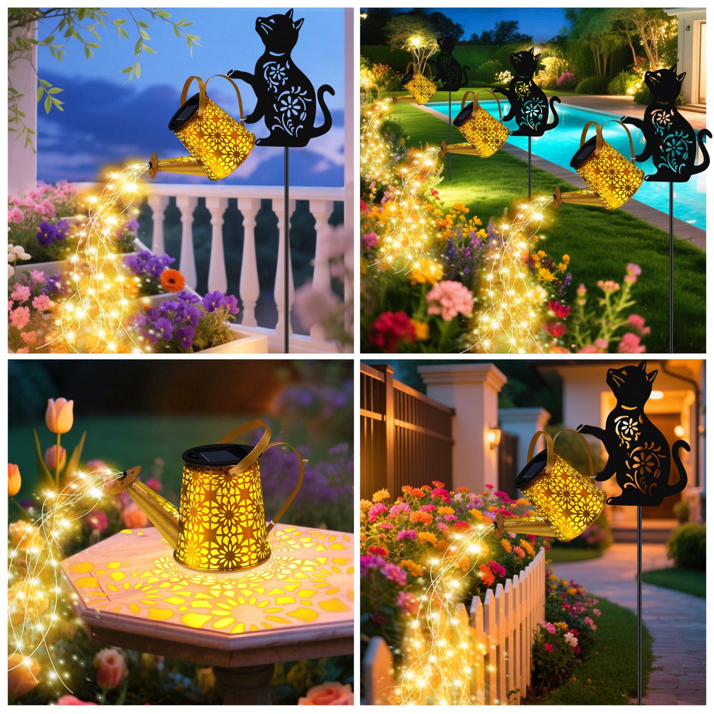 Solar Watering Can Lights  Cat Hanging Lantern Solar Lights Outdoor  Cat Lover Gifts For Mom Women Birthday MotherS Day Christmas  Waterproof Garden Decor Outside Patio Yard Pathway Backyard