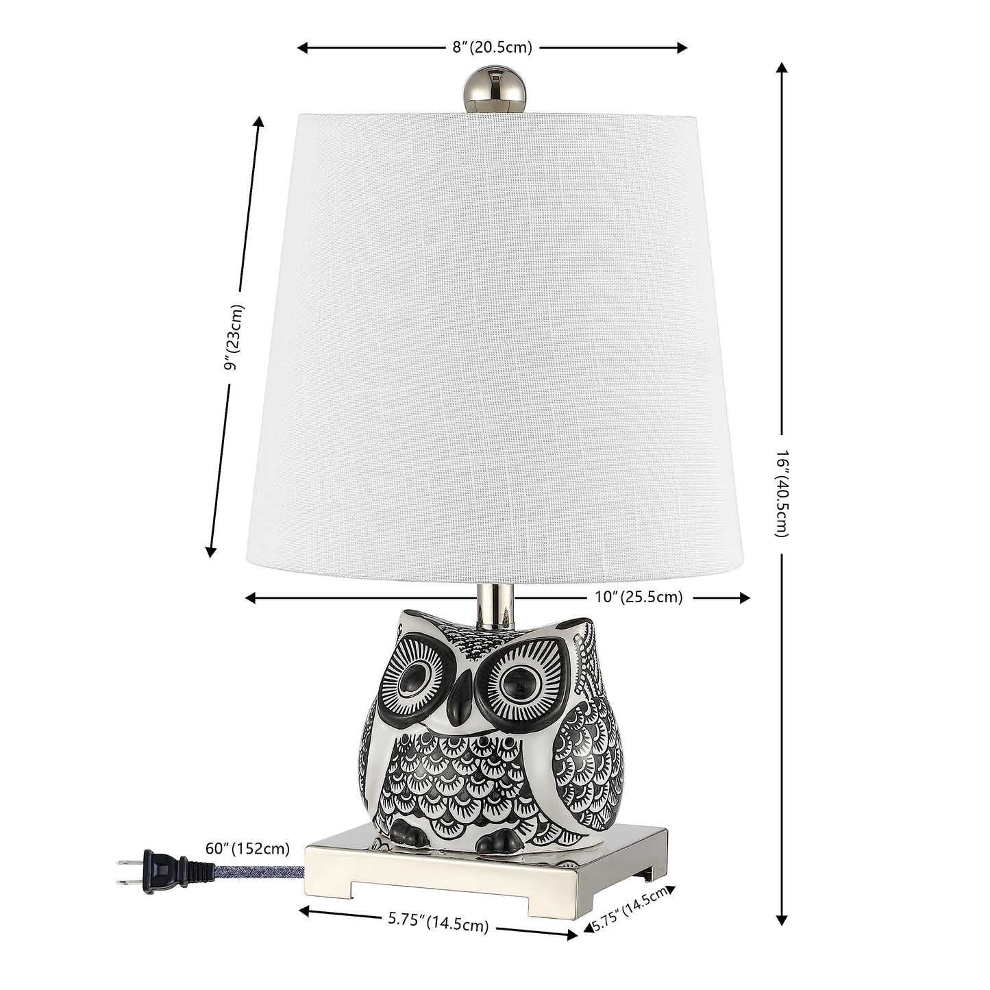Jonathan Y Justina 16 Ceramic Mini Led Table Lamp, Black/White, Model Jyl3014C, Perfect For Bedroom, Living Room, Office, Kids Room