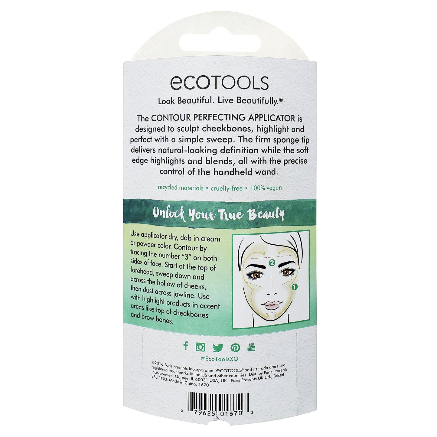 Ecotools Cruelty Free Contour Perfecting Applicator Made With Recycled Materials, Latex Free; Determatologist Tested; Pointed Ti