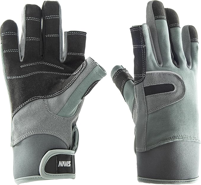 NAVIS MARINE Sailing Gloves for Men Women Rowing Boating Fishing Kayaking All Water Sports Perfect UV Protection Short Finger
