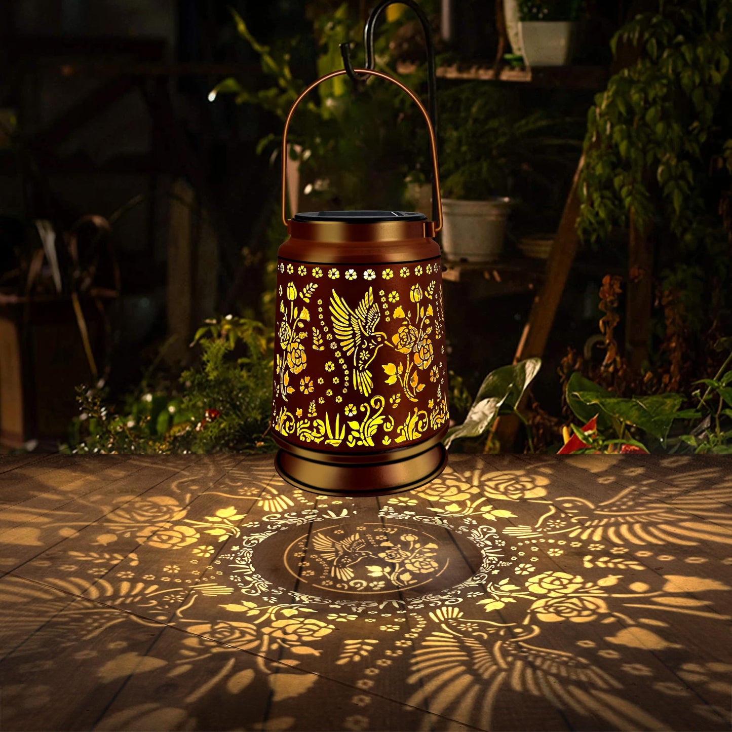 Ky&Bosam Solar Hummingbird Lanterns Outdoor Waterproof Led 300 Lumens Metal Hanging Outside Lantern Lights Decorative For Yard Backyard Porch Garden Decorations Birthday Gifts For Women Mom Grandma